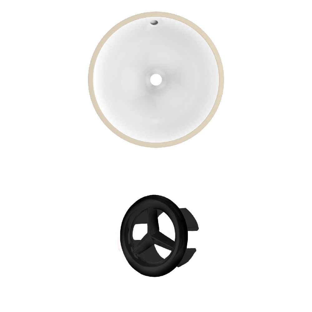 16.5-in. W Round Bathroom Undermount Sink Set In White - Black Hardware