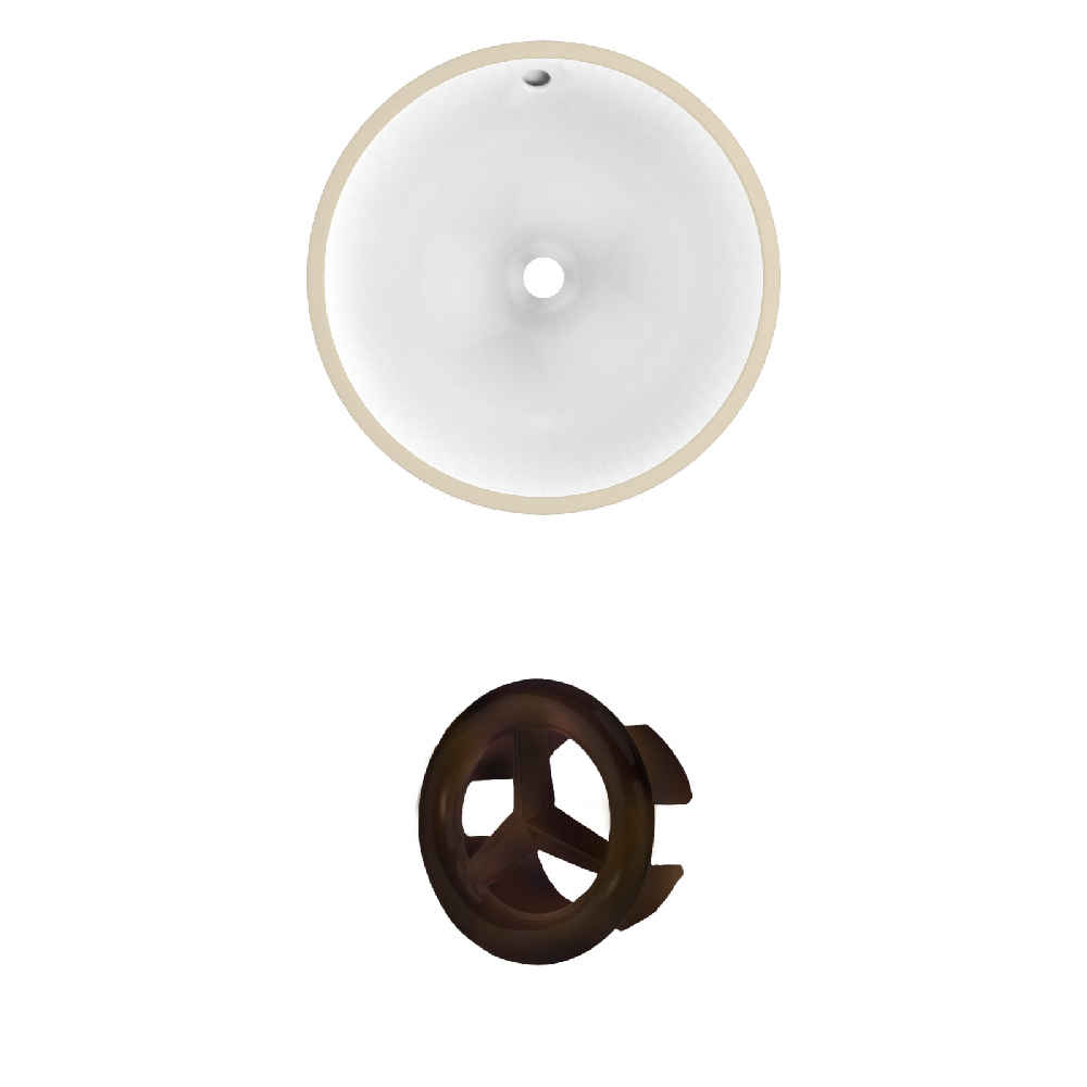 16.5-in. W Round Bathroom Undermount Sink Set In White - Oil Rubbed Bronze Hardware