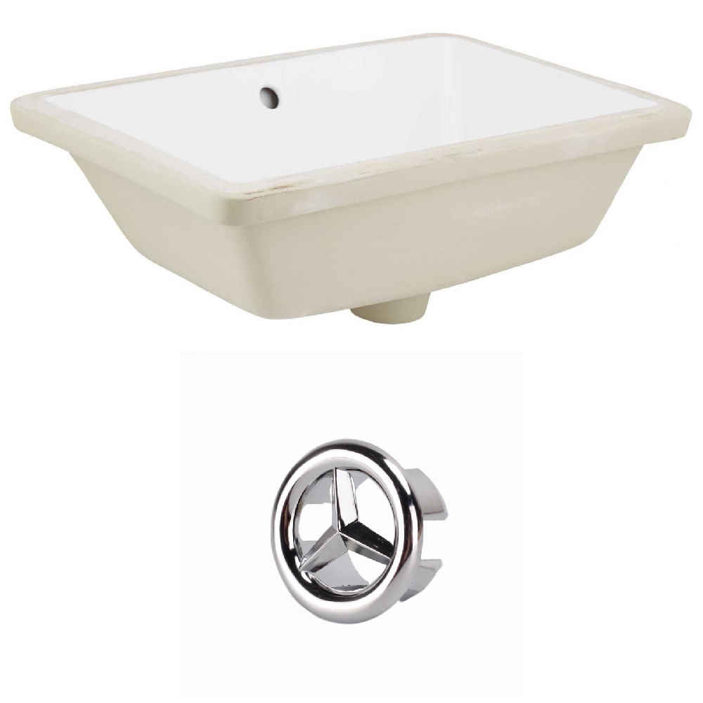 18.25-in. W Rectangle Bathroom Undermount Sink Set In White - Chrome Hardware
