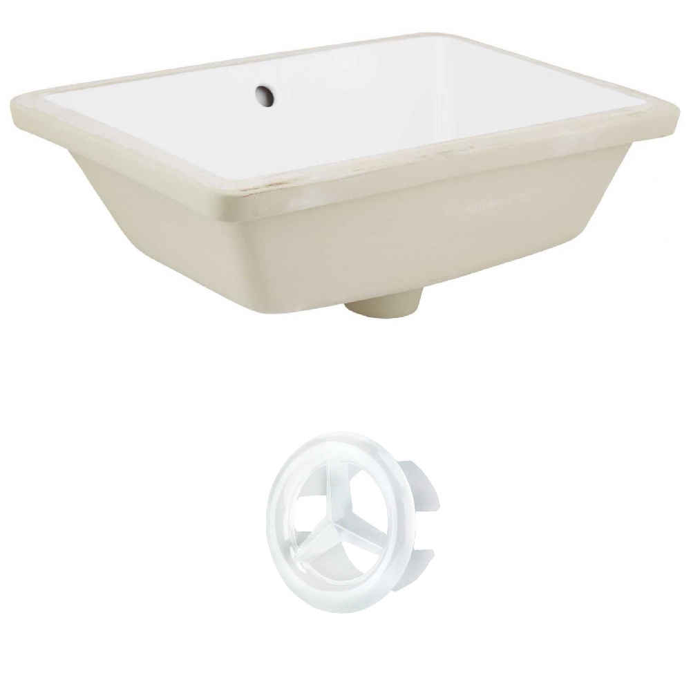 18.25-in. W Rectangle Bathroom Undermount Sink Set In White - White Hardware