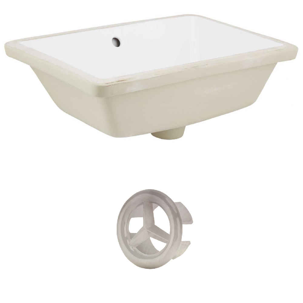 18.25-in. W Rectangle Bathroom Undermount Sink Set In White - Brushed Nickel Hardware