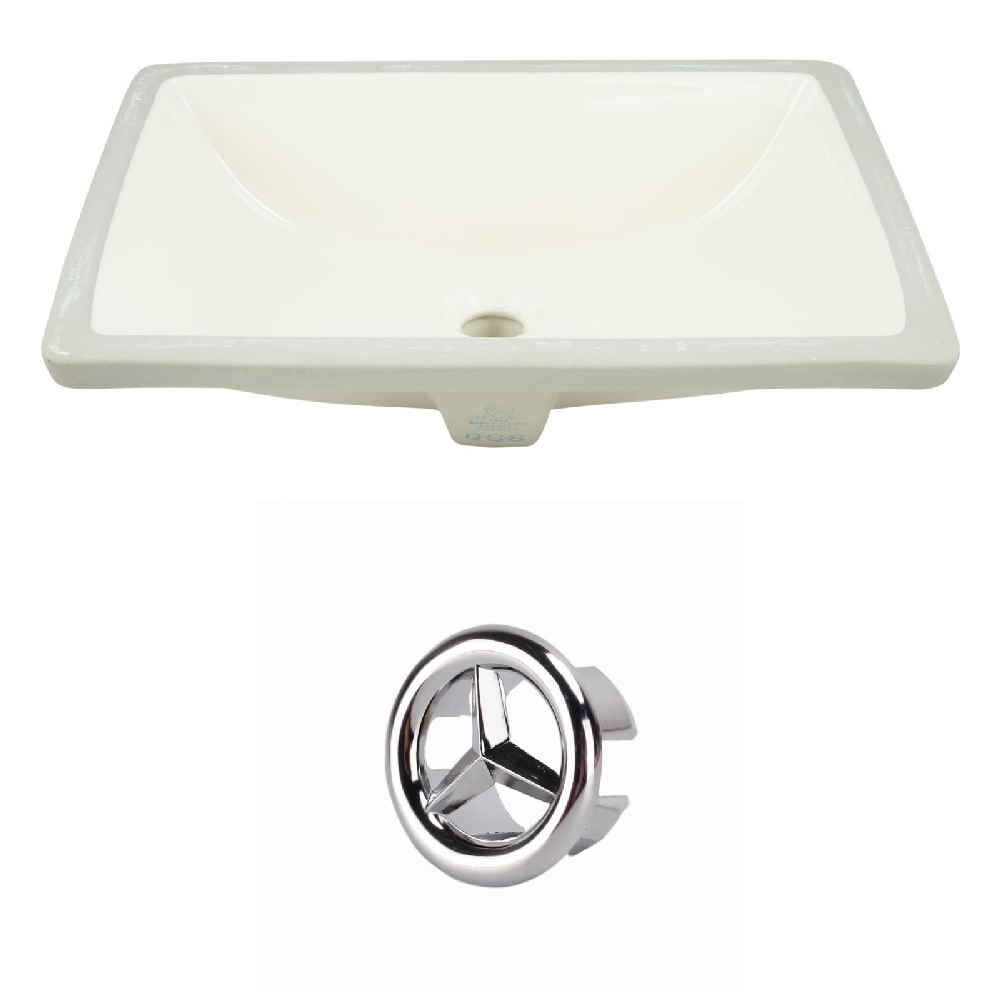 20.75-in. W Rectangle Bathroom Undermount Sink Set In Biscuit - Chrome Hardware