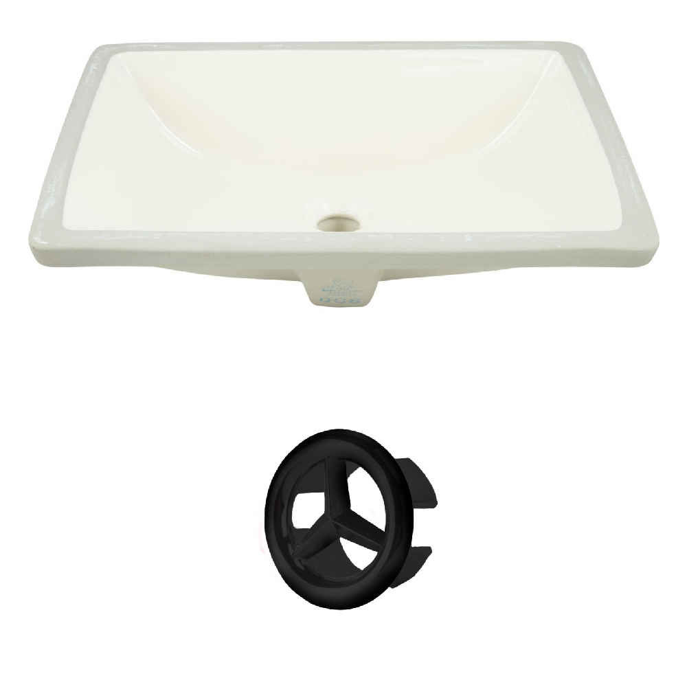20.75-in. W Rectangle Bathroom Undermount Sink Set In Biscuit - Black Hardware