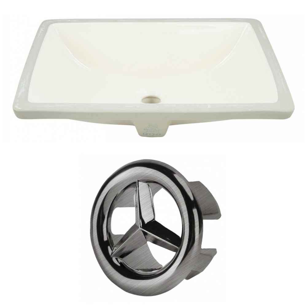 20.75-in. W Rectangle Bathroom Undermount Sink Set In Biscuit - Brushed Nickel Hardware