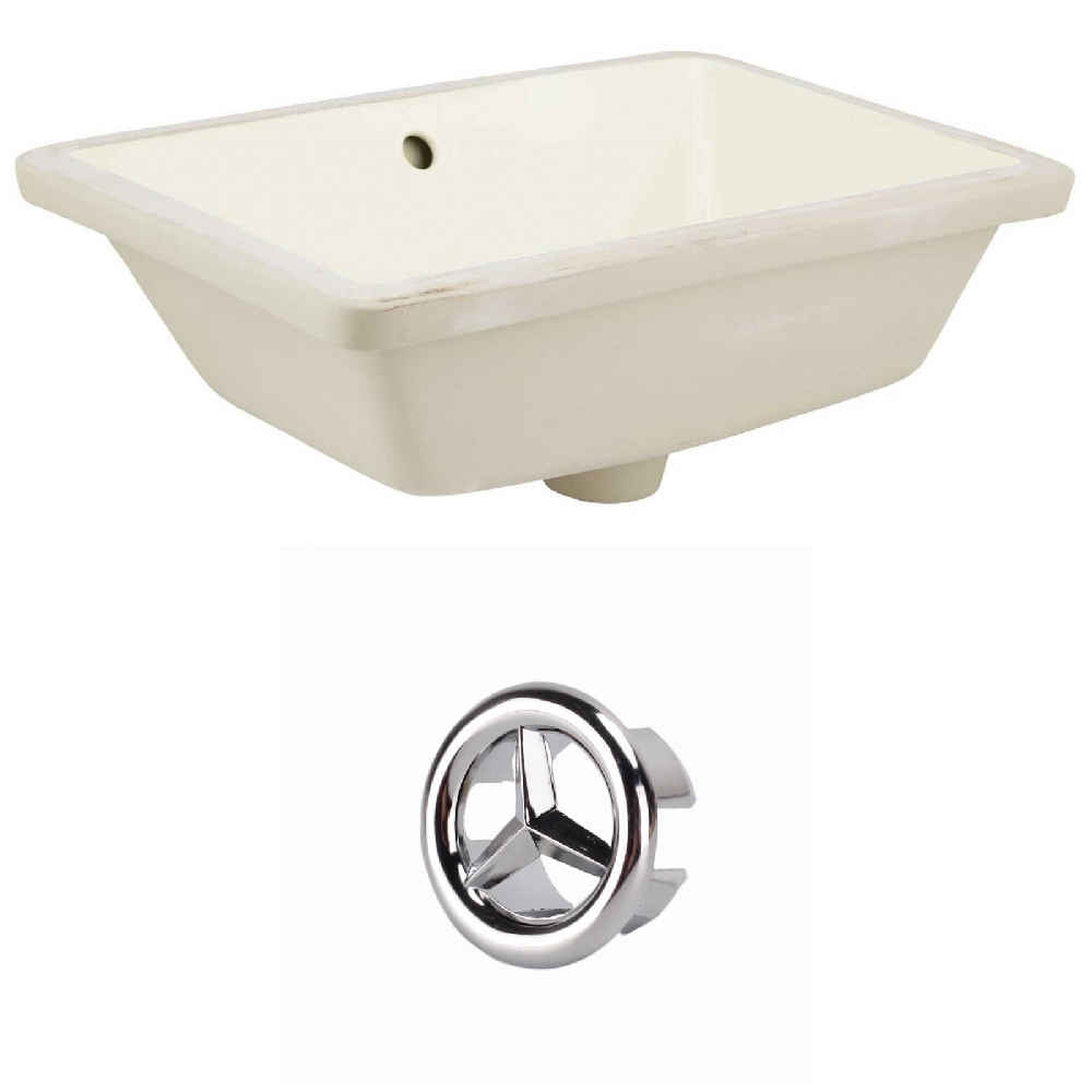 18.25-in. W Rectangle Bathroom Undermount Sink Set In Biscuit - Chrome Hardware