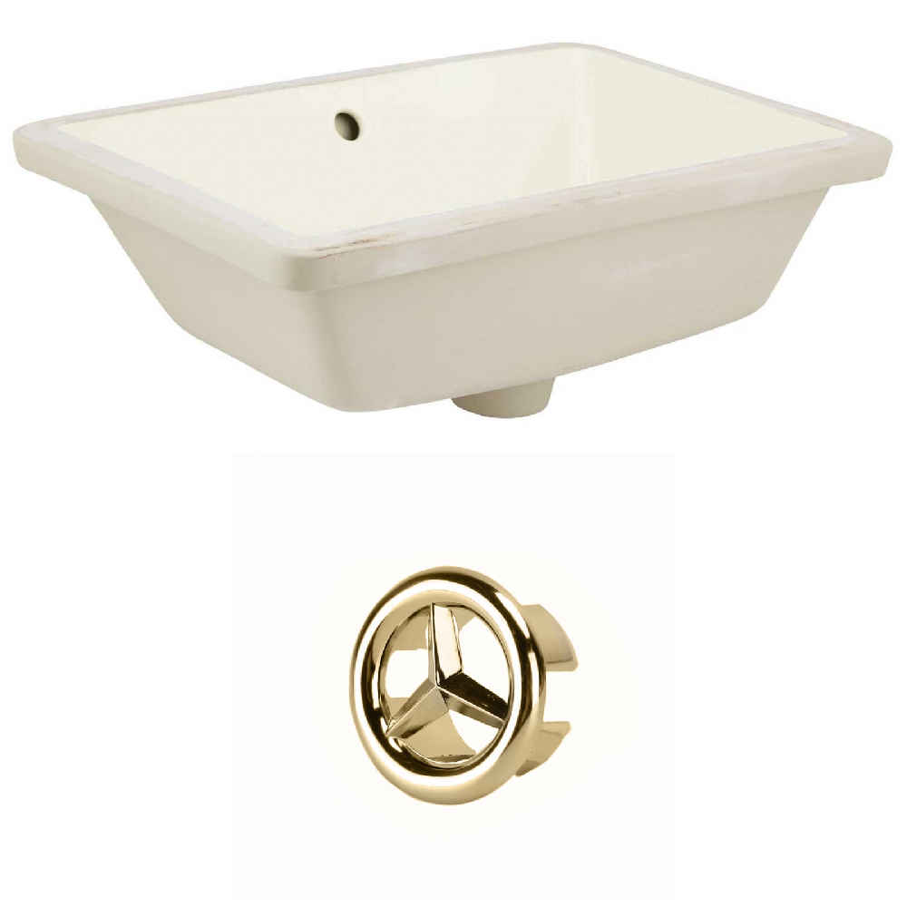 18.25-in. W Rectangle Bathroom Undermount Sink Set In Biscuit - Gold Hardware