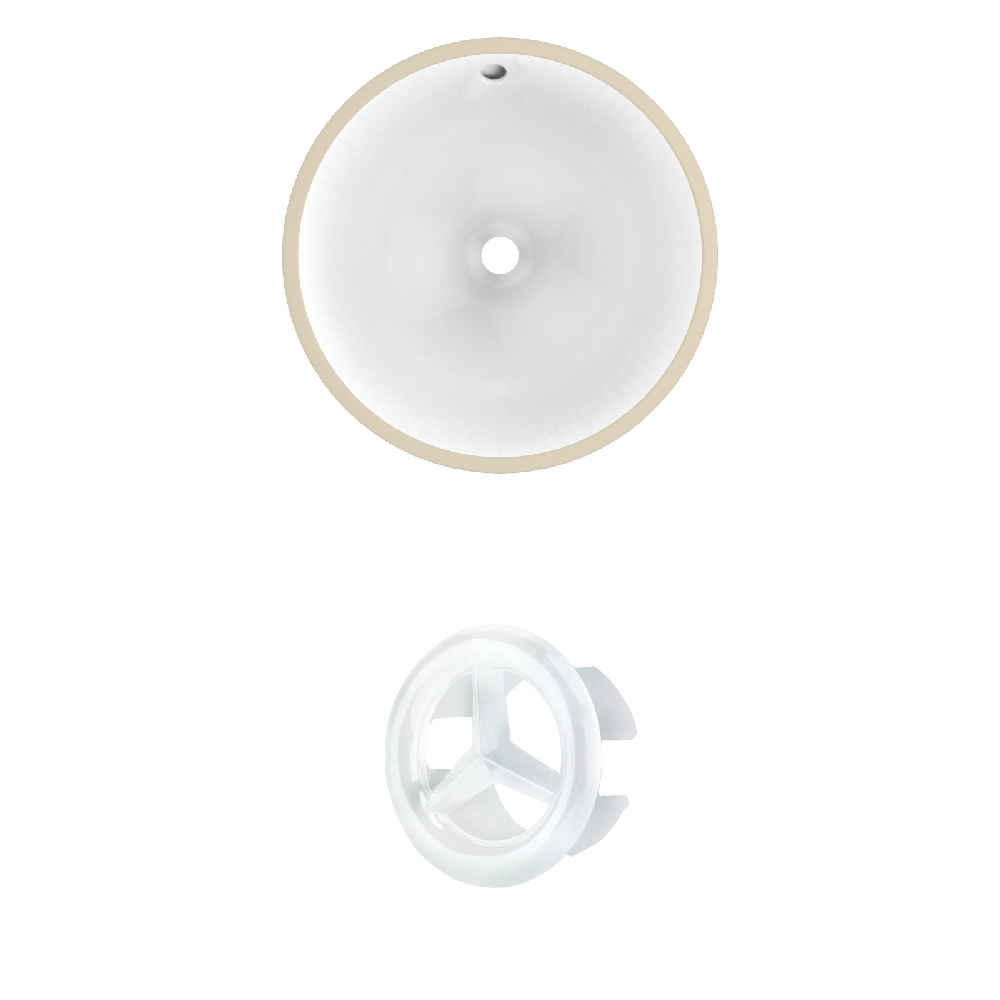 15.25-in. W Round Bathroom Undermount Sink Set In White - White Hardware
