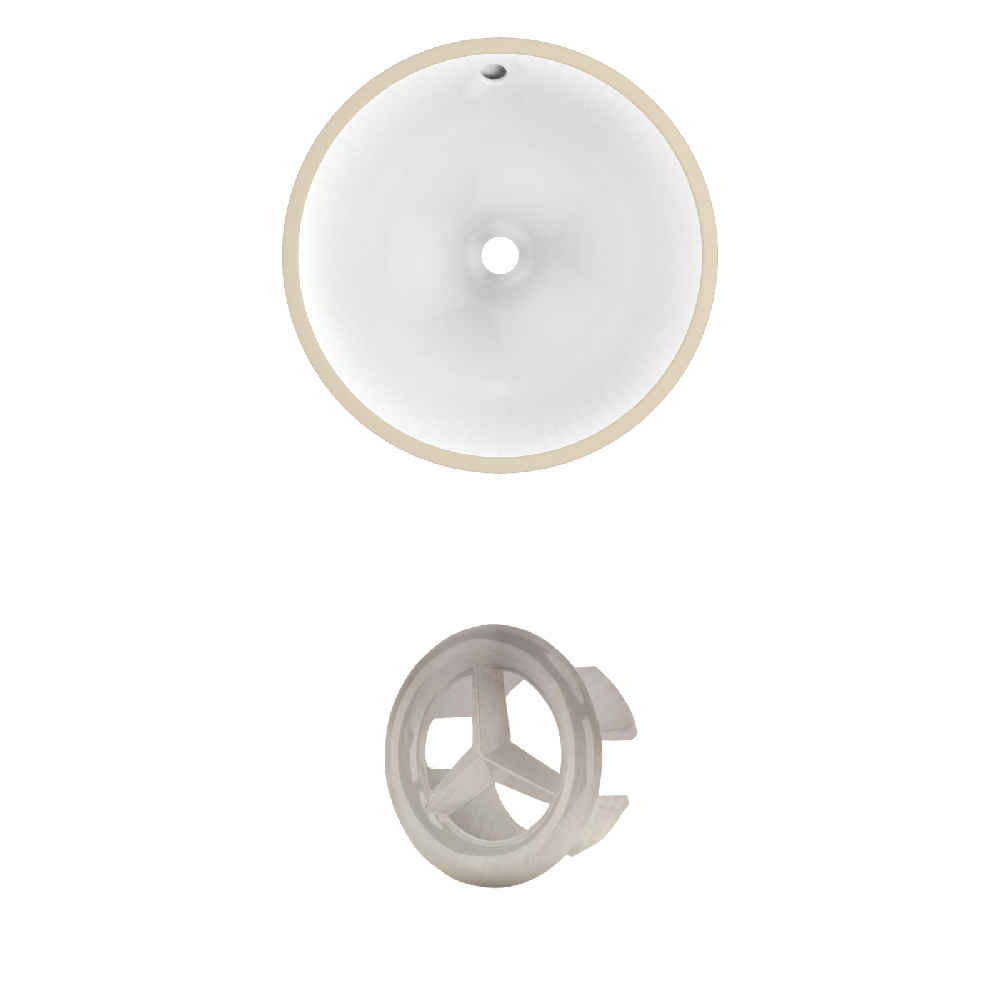 15.25-in. W Round Bathroom Undermount Sink Set In White - Brushed Nickel Hardware