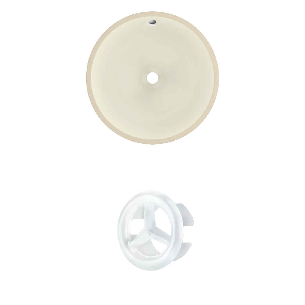 16-in. W Round Bathroom Undermount Sink Set In Biscuit - White Hardware