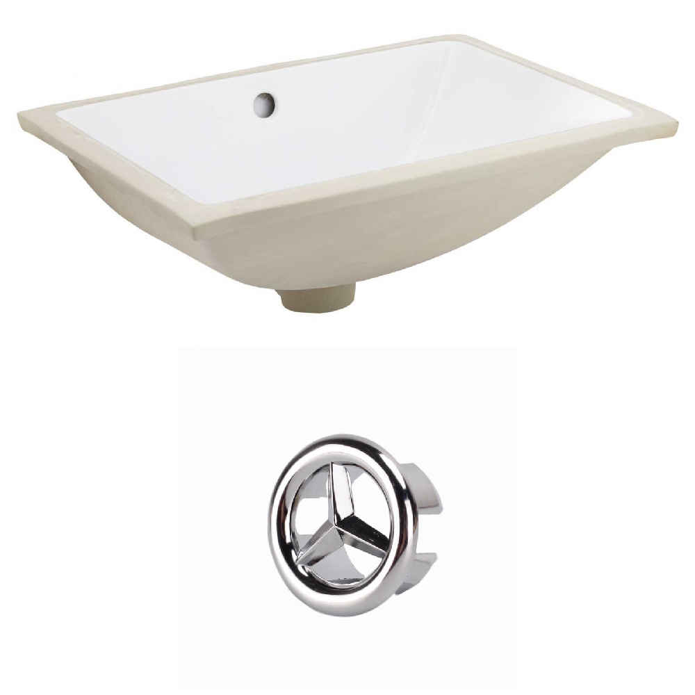18.25-in. W CUPC Rectangle Bathroom Undermount Sink Set In White - Chrome Hardware