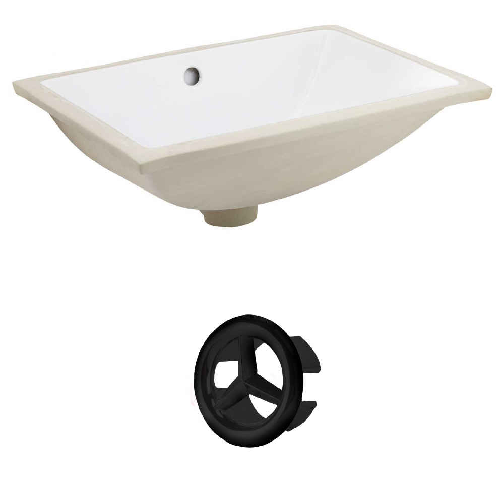 18.25-in. W CUPC Rectangle Bathroom Undermount Sink Set In White - Black Hardware