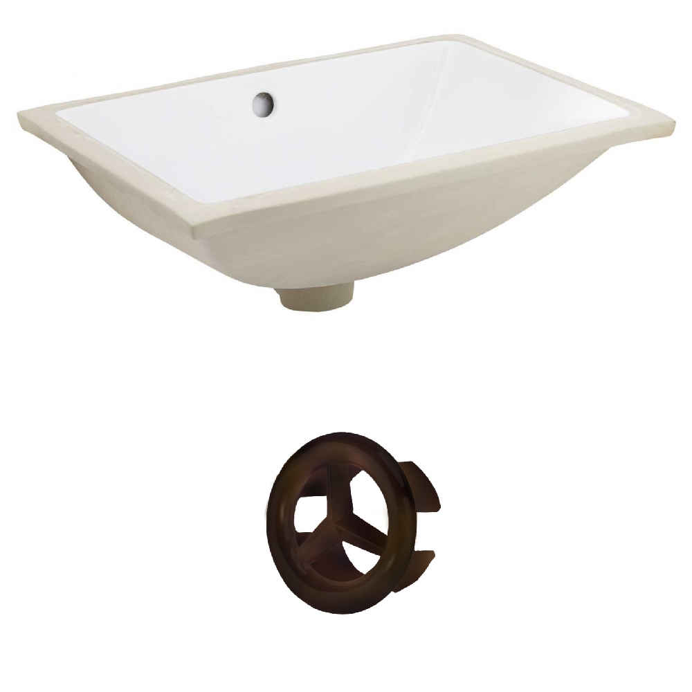 18.25-in. W CUPC Rectangle Bathroom Undermount Sink Set In White - Oil Rubbed Bronze Hardware