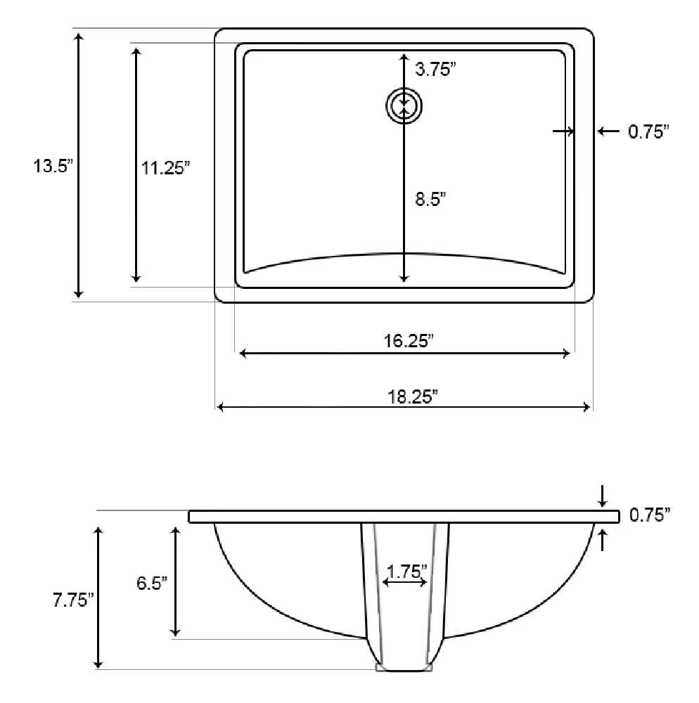 18.25-in. W CUPC Rectangle Bathroom Undermount Sink Set In Biscuit - White Hardware