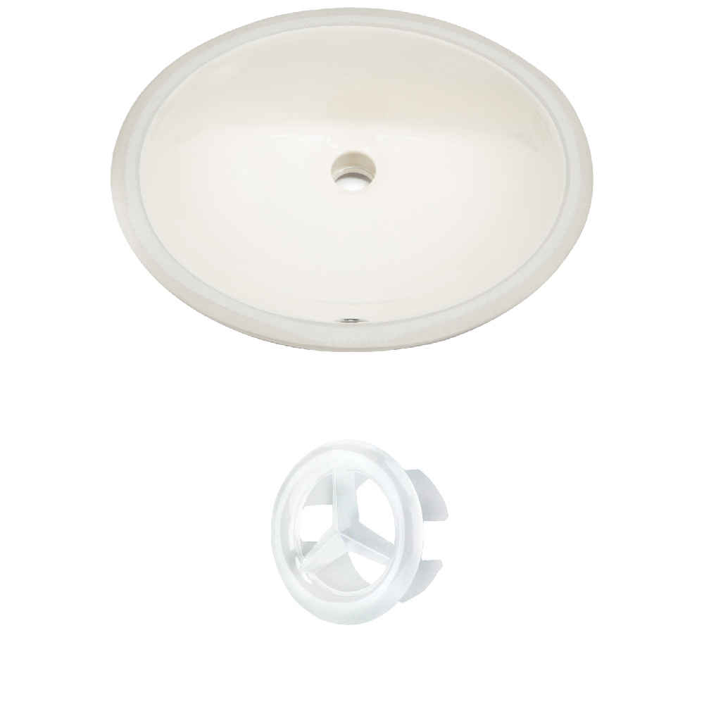 19.5-in. W CUPC Oval Bathroom Undermount Sink Set In Biscuit - White Hardware
