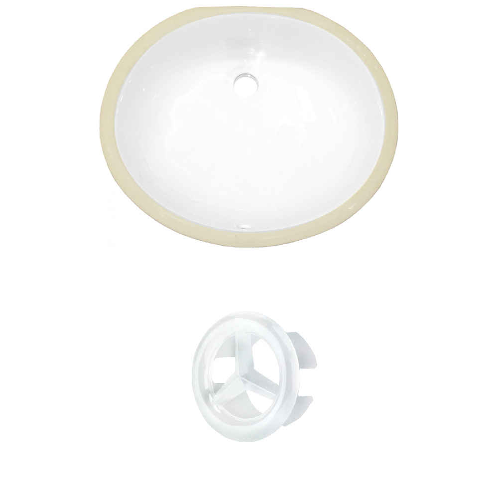 18.25-in. W CSA Oval Bathroom Undermount Sink Set In White - White Hardware