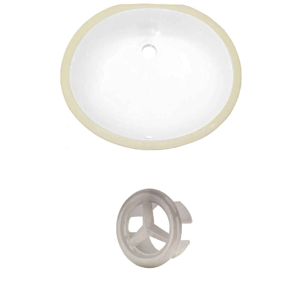 18.25-in. W CSA Oval Bathroom Undermount Sink Set In White - Brushed Nickel Hardware