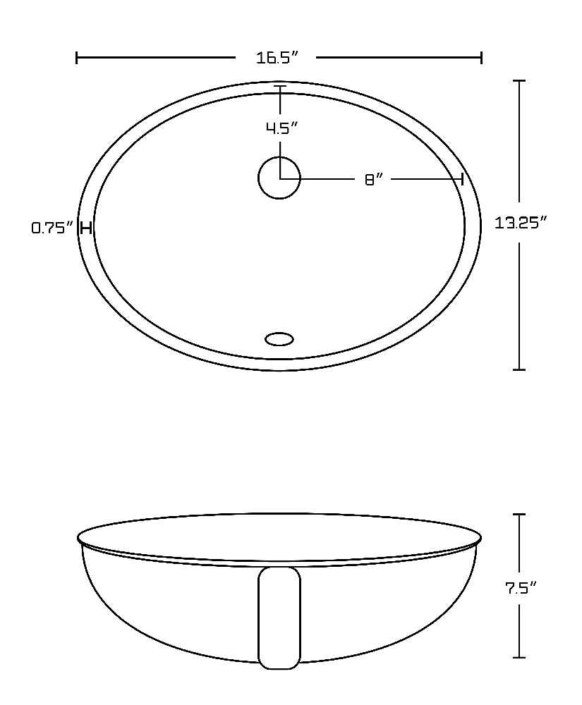16.5-in. W CSA Oval Bathroom Undermount Sink Set In White - Chrome Hardware
