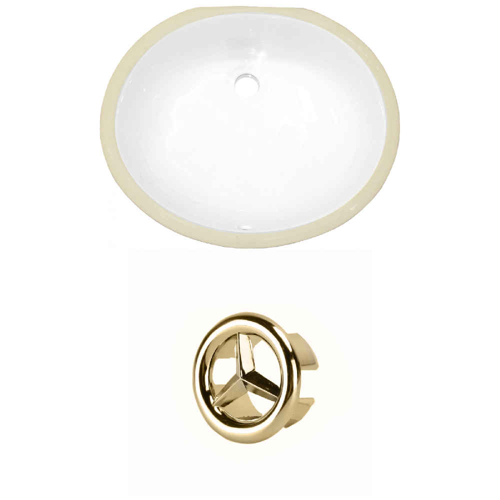 16.5-in. W CSA Oval Bathroom Undermount Sink Set In White - Gold Hardware