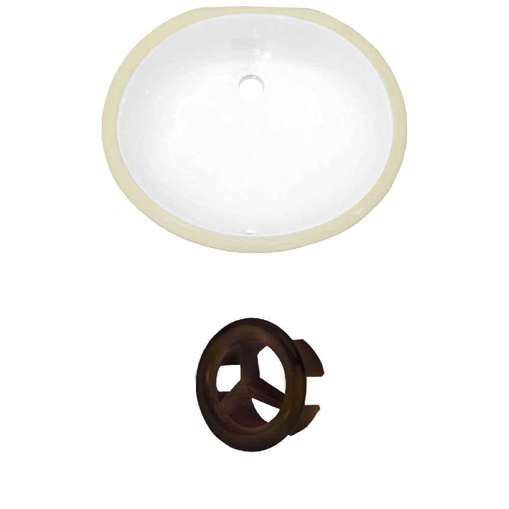 16.5-in. W CSA Oval Bathroom Undermount Sink Set In White - Oil Rubbed Bronze Hardware