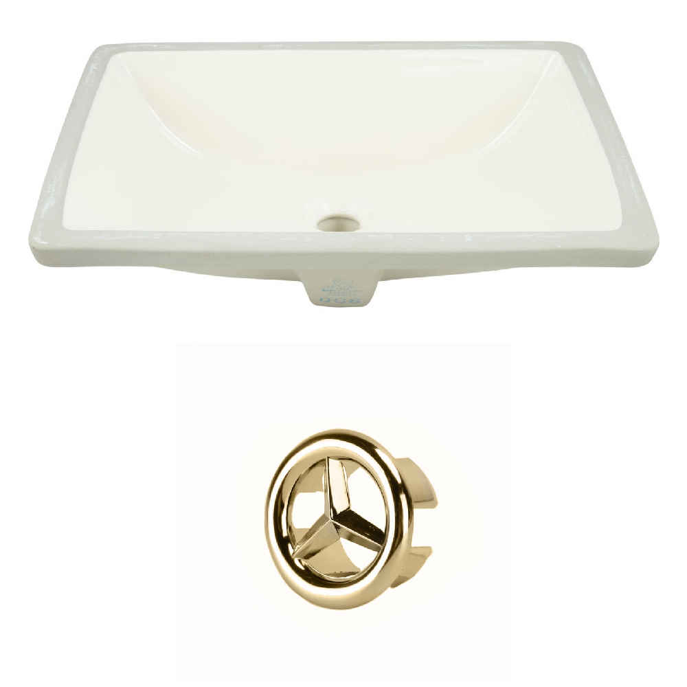 20.75-in. W CSA Rectangle Bathroom Undermount Sink Set In Biscuit - Gold Hardware