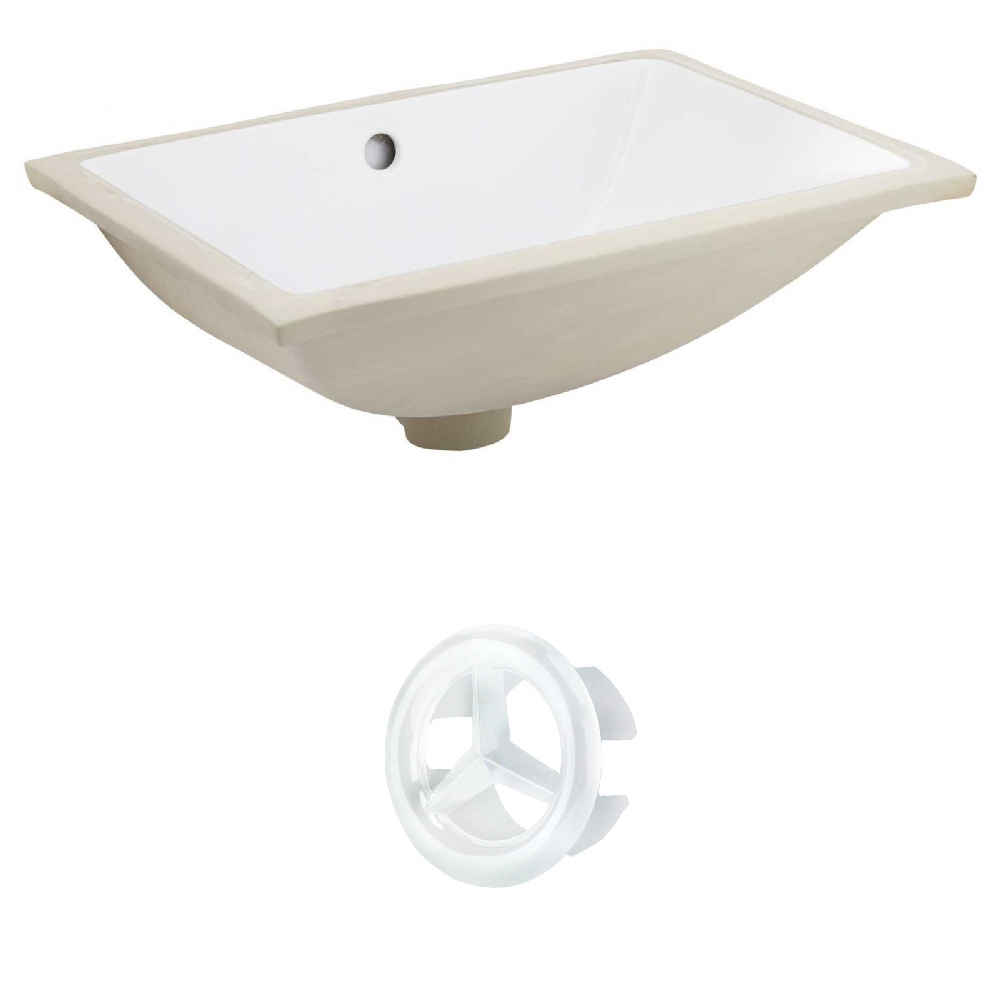 20.75-in. W CSA Rectangle Bathroom Undermount Sink Set In White - White Hardware