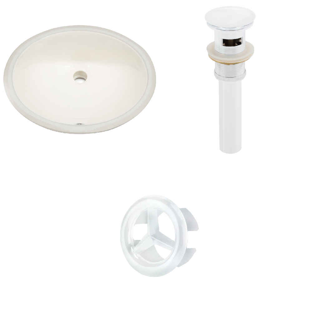 19.75-in. W Oval Bathroom Undermount Sink Set In Biscuit - White Hardware - Overflow Drain Incl.