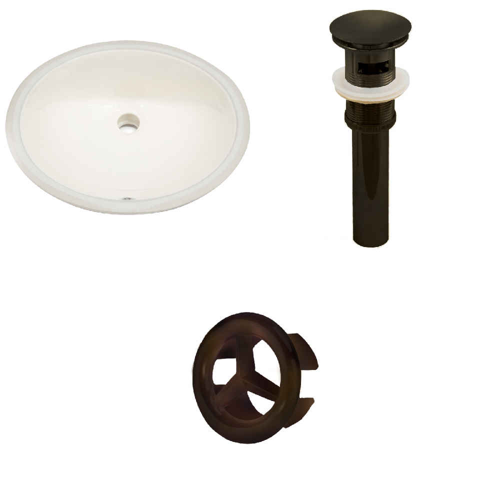 19.75-in. W Oval Bathroom Undermount Sink Set In Biscuit - Oil Rubbed Bronze Hardware - Overflow Drain Incl.