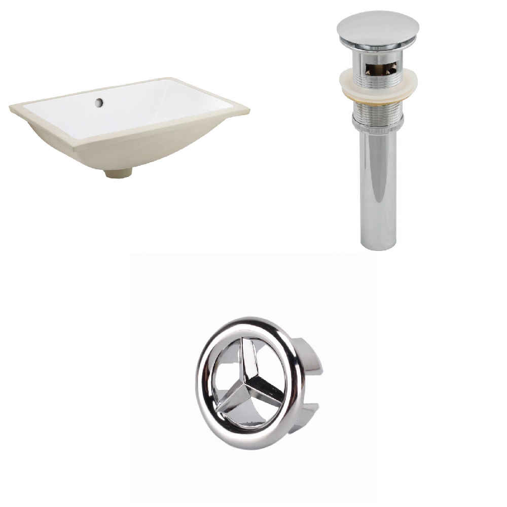 20.75-in. W Rectangle Bathroom Undermount Sink Set In White - Chrome Hardware - Overflow Drain Incl.