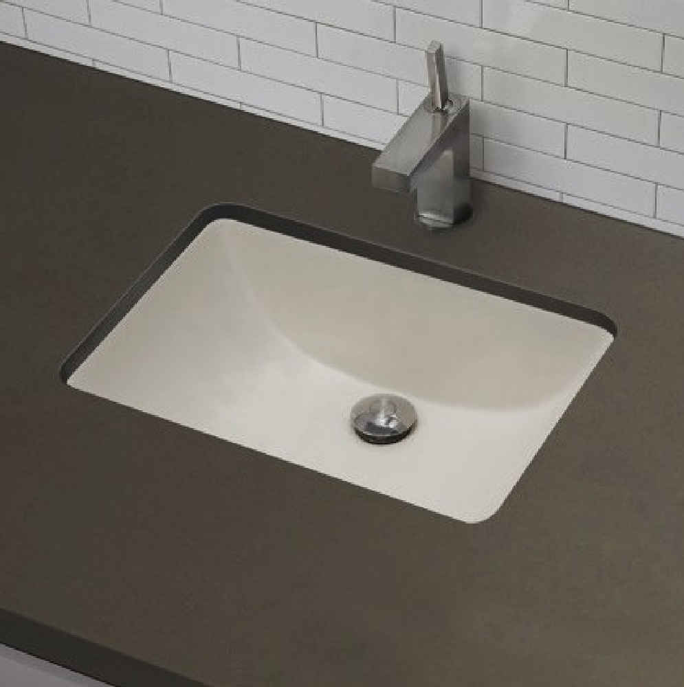 20.75-in. W Rectangle Bathroom Undermount Sink Set In Biscuit - Gold Hardware - Overflow Drain Incl.