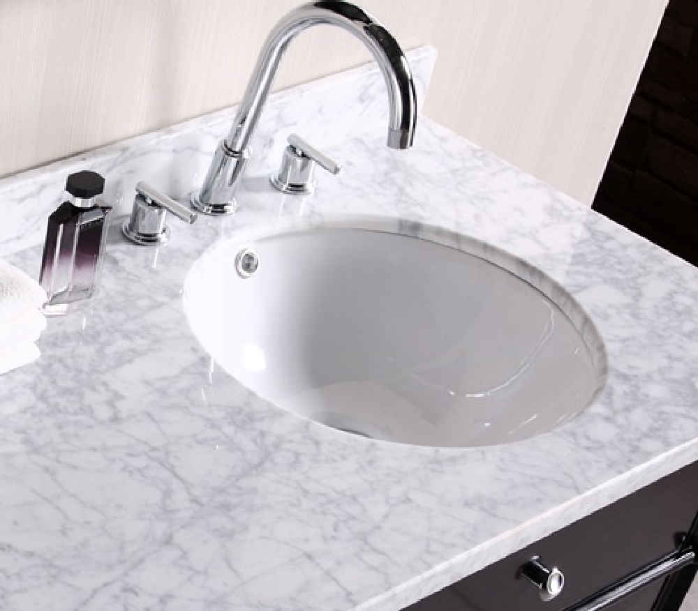 15.25-in. W Round Bathroom Undermount Sink Set In White - Gold Hardware - Overflow Drain Incl.