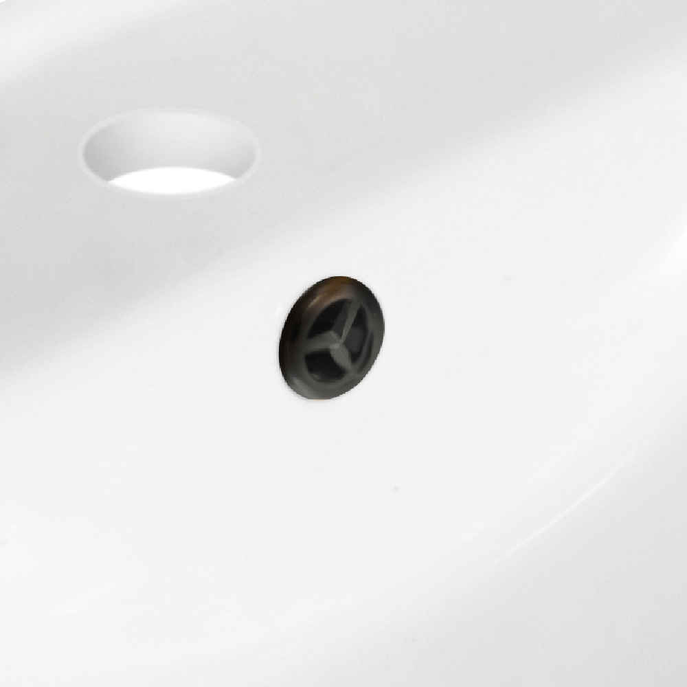 15.25-in. W Round Bathroom Undermount Sink Set In White - Oil Rubbed Bronze Hardware - Overflow Drain Incl.