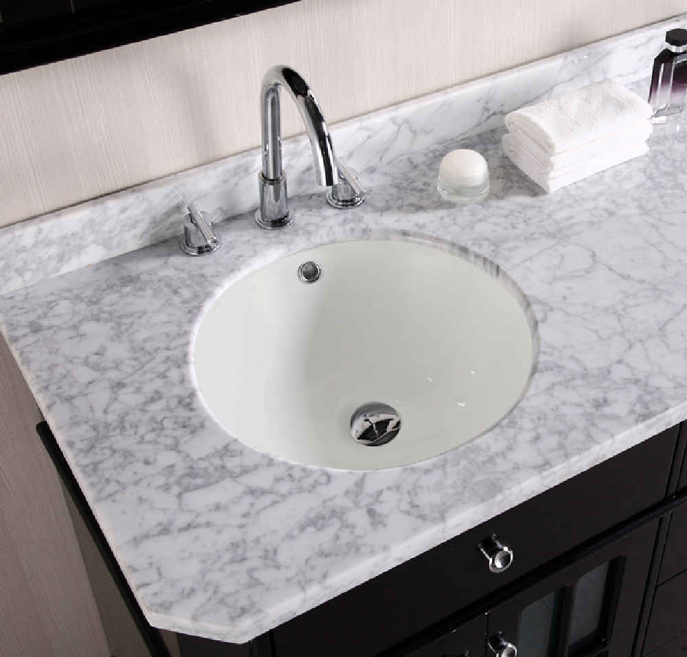 16-in. W Round Bathroom Undermount Sink Set In Biscuit - Chrome Hardware - Overflow Drain Incl.