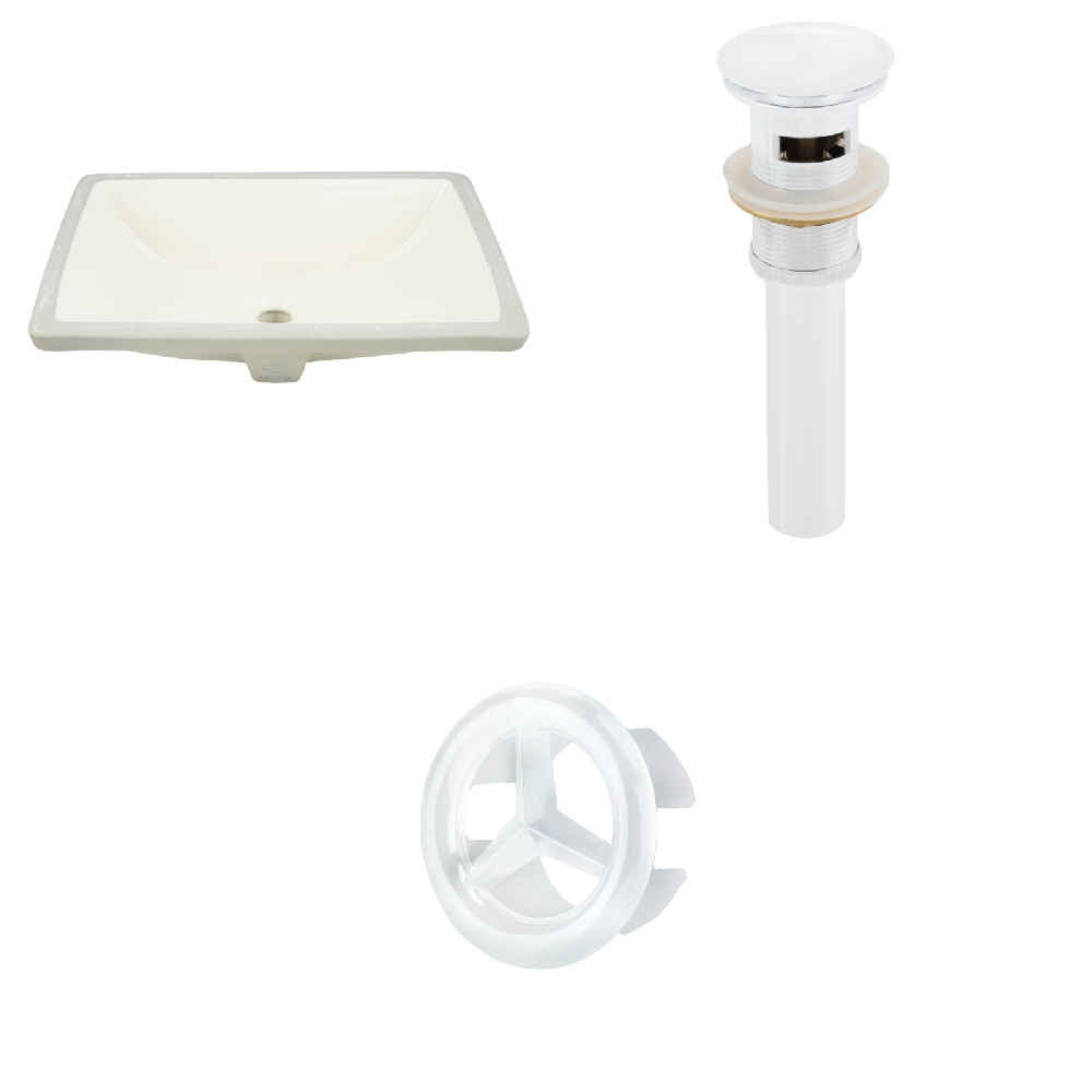 20.75-in. W CSA Rectangle Bathroom Undermount Sink Set In Biscuit - White Hardware - Overflow Drain Incl.