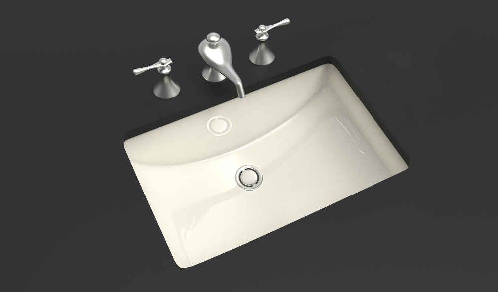 20.75-in. W CSA Rectangle Bathroom Undermount Sink Set In Biscuit - Brushed Nickel Hardware - Overflow Drain Incl.
