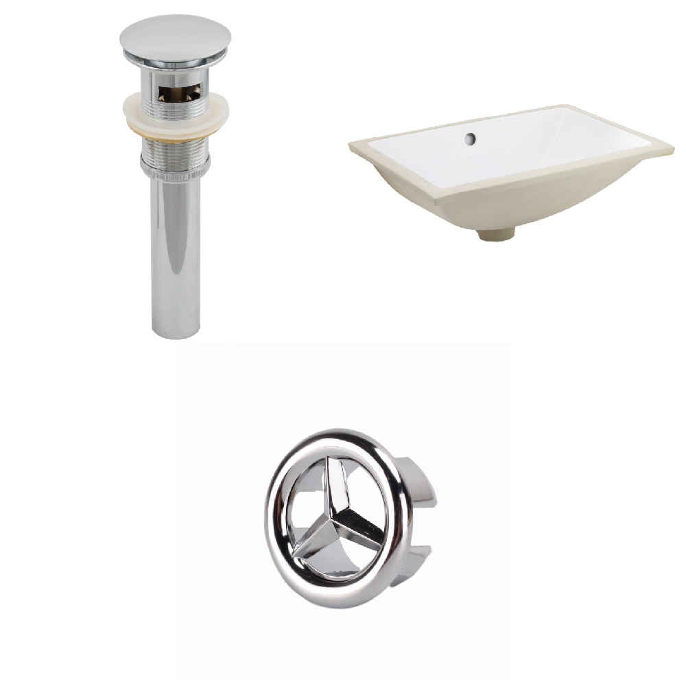 20.75-in. W CSA Rectangle Bathroom Undermount Sink Set In White - Chrome Hardware - Overflow Drain Incl.