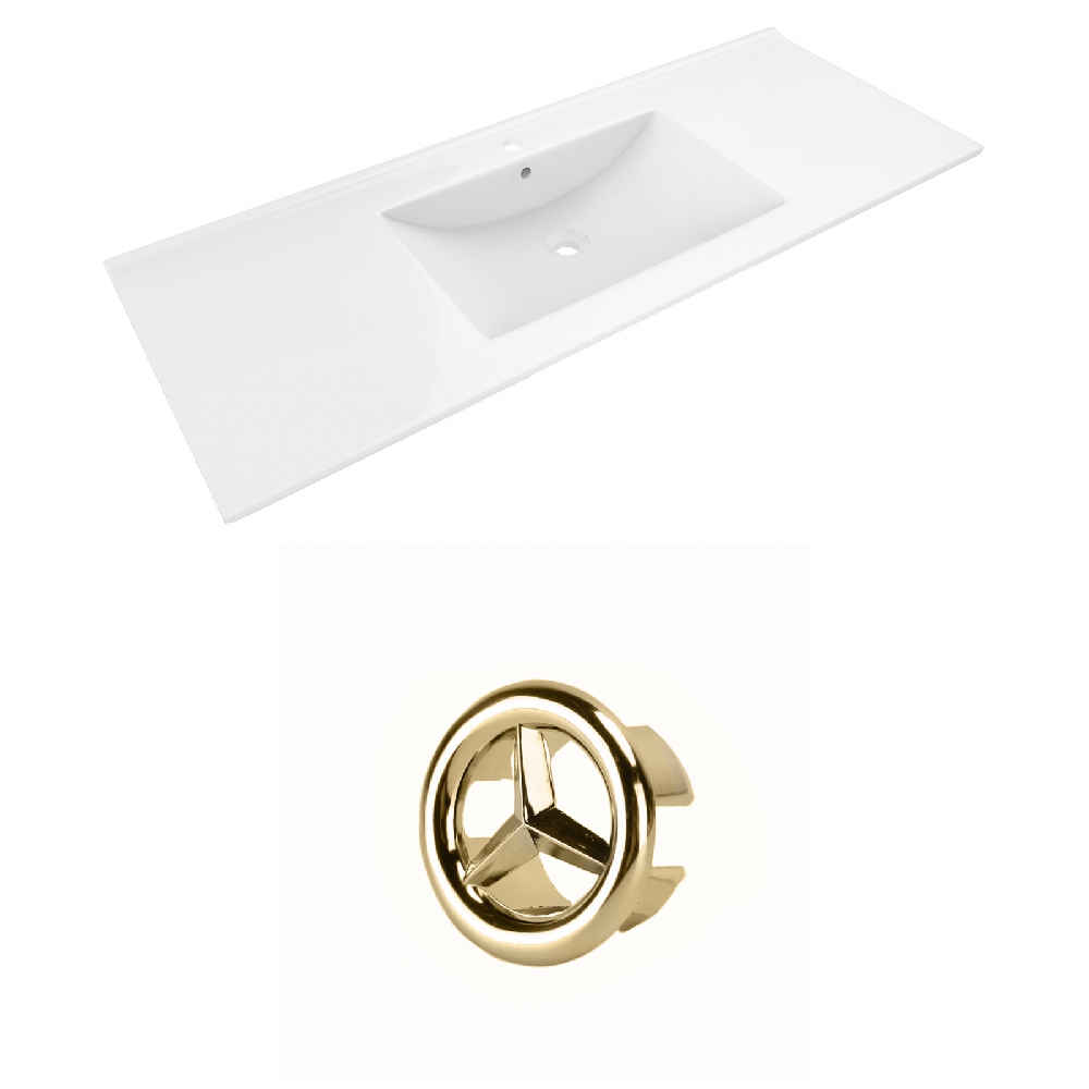 48-in. W 1 Hole Ceramic Top Set In White Color