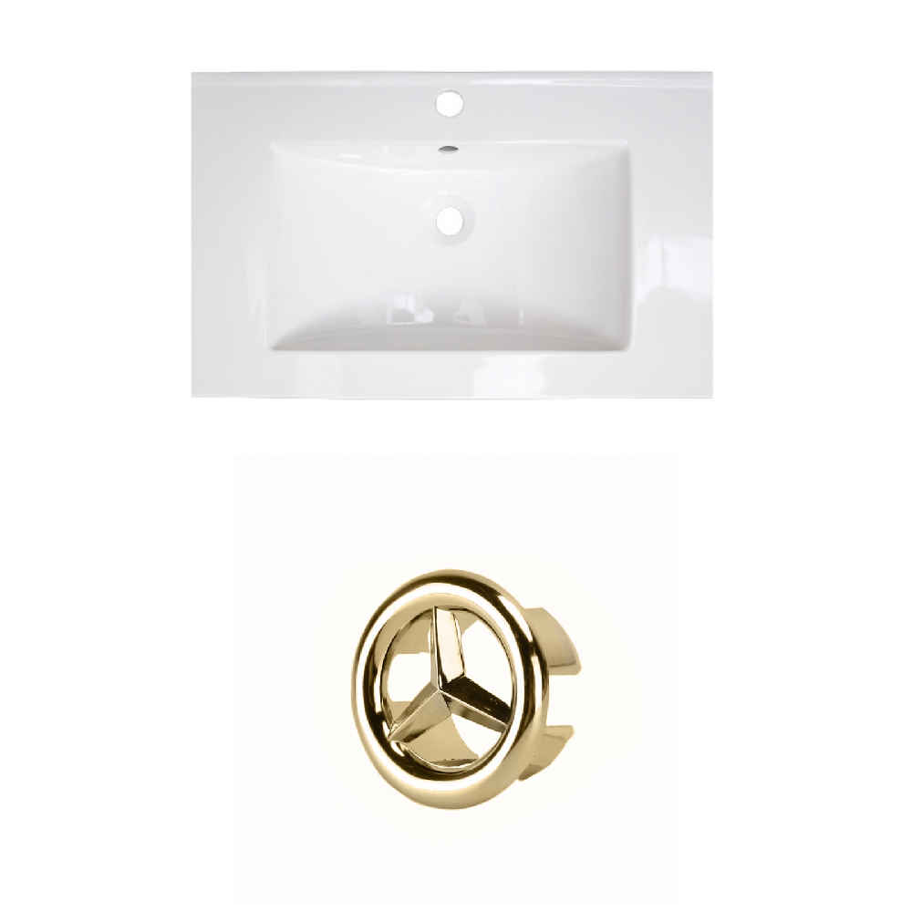 23.75-in. W 1 Hole Ceramic Top Set In White Color