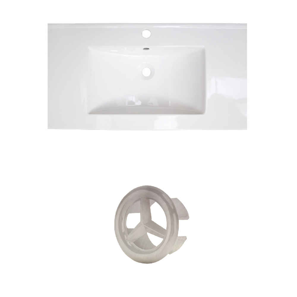 32-in. W 1 Hole Ceramic Top Set In White Color