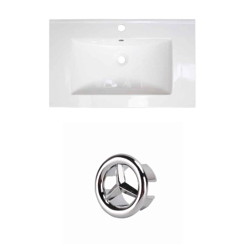 32-in. W 1 Hole Ceramic Top Set In White Color