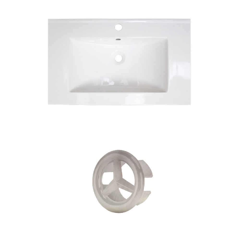 32-in. W 1 Hole Ceramic Top Set In White Color