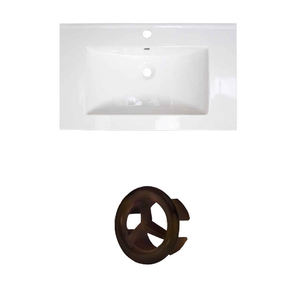 32-in. W 1 Hole Ceramic Top Set In White Color