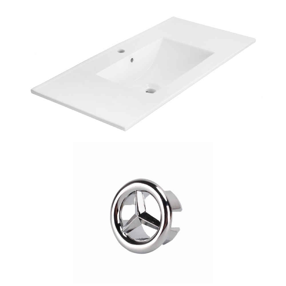 35.5-in. W 1 Hole Ceramic Top Set In White Color