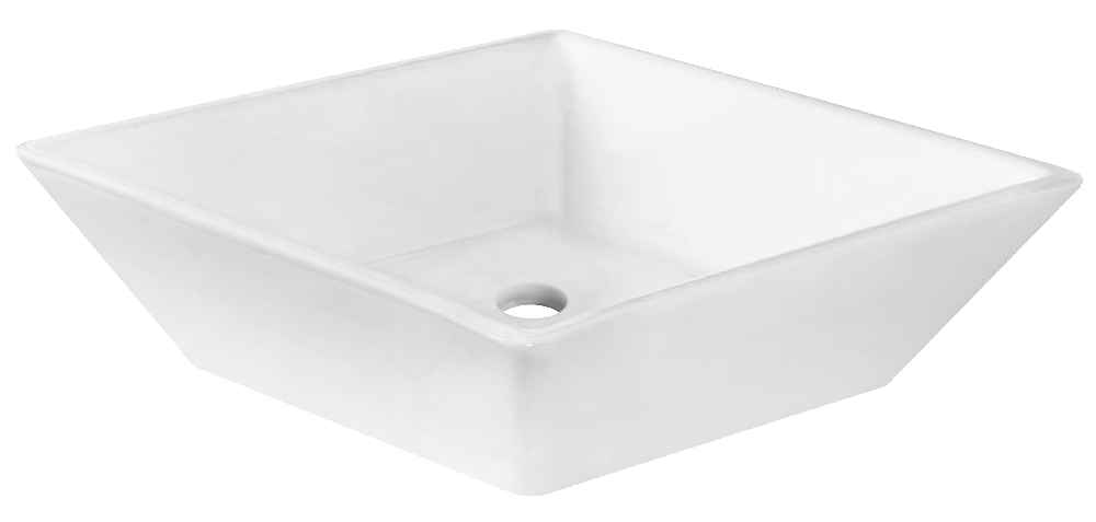 15.75-in. x 15.75-in. Square Bathroom Vessel Sink White Enamel Glaze