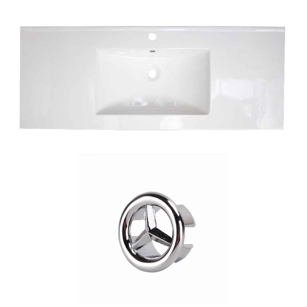 39.75-in. W 1 Hole Ceramic Top Set In White Color
