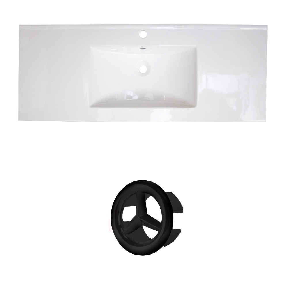 39.75-in. W 1 Hole Ceramic Top Set In White Color