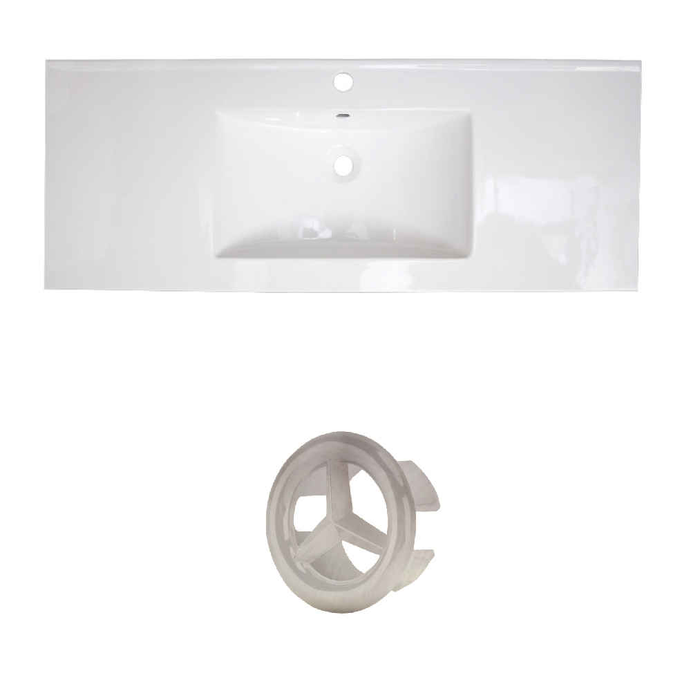 39.75-in. W 1 Hole Ceramic Top Set In White Color