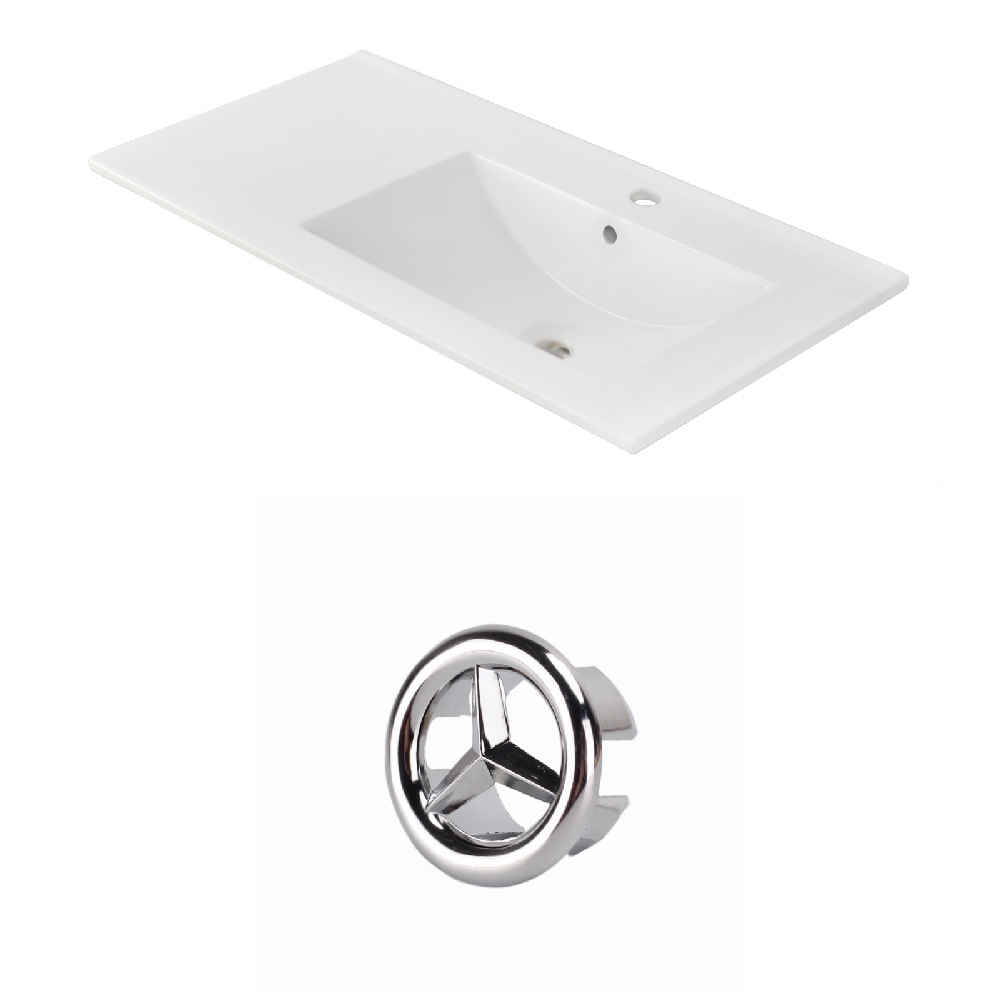 35.5-in. W 1 Hole Ceramic Top Set In White Color