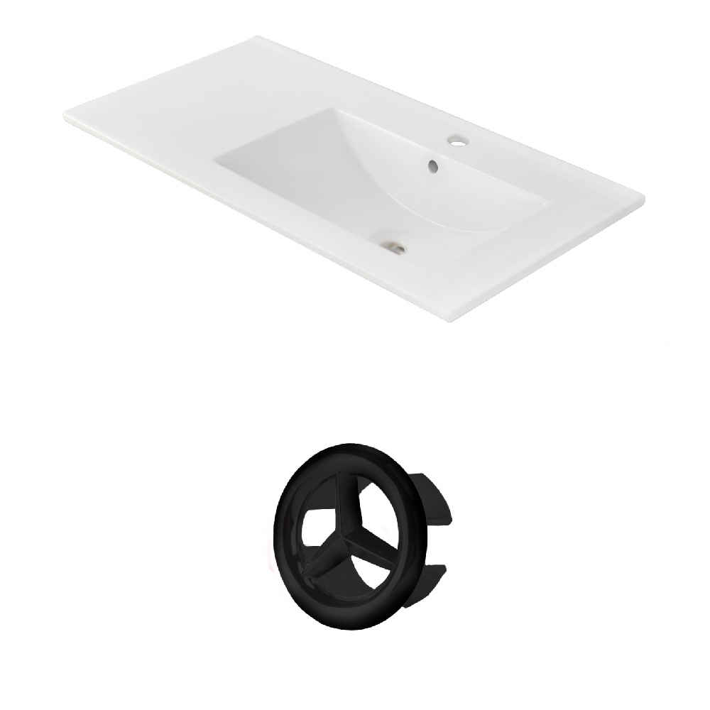 35.5-in. W 1 Hole Ceramic Top Set In White Color