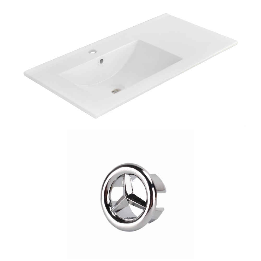 35.5-in. W 1 Hole Ceramic Top Set In White Color