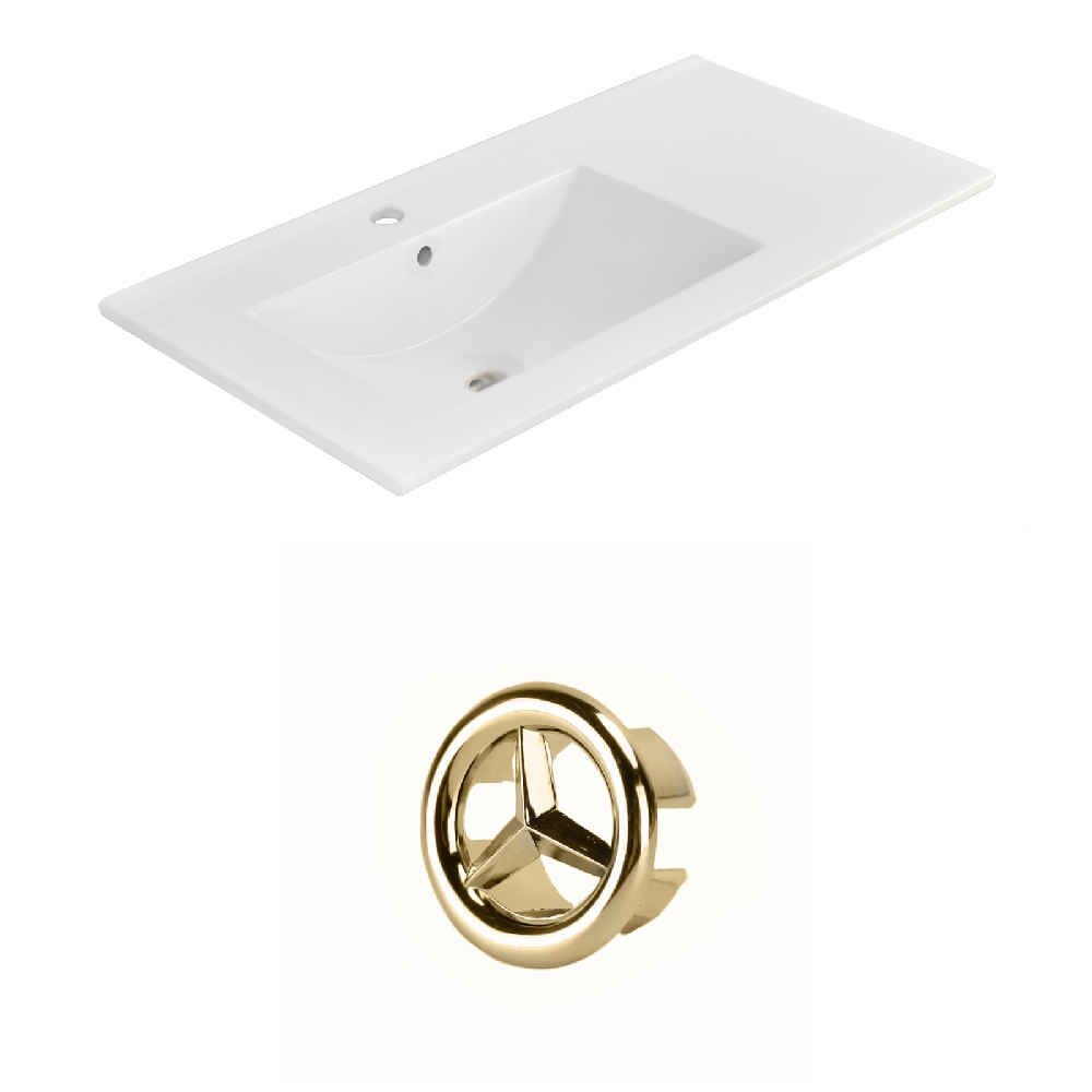 35.5-in. W 1 Hole Ceramic Top Set In White Color